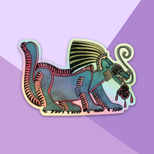 Coyotl Vinyl Sticker | White & Holographic Vinyl