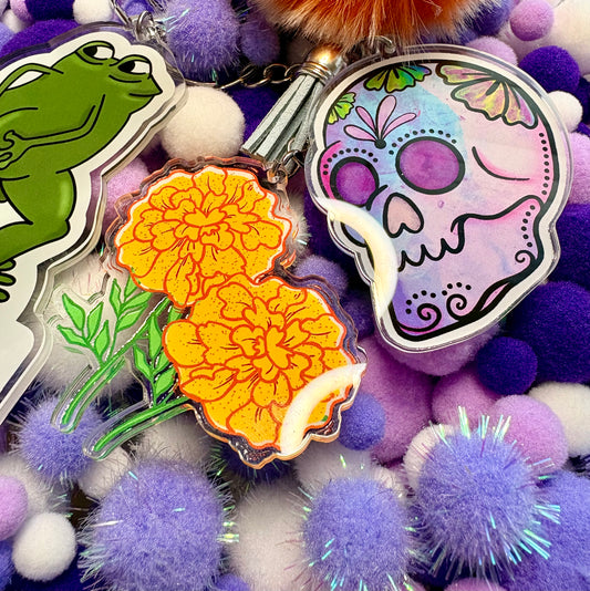 Purple Sugar Skull | Acrylic KEYCHAIN