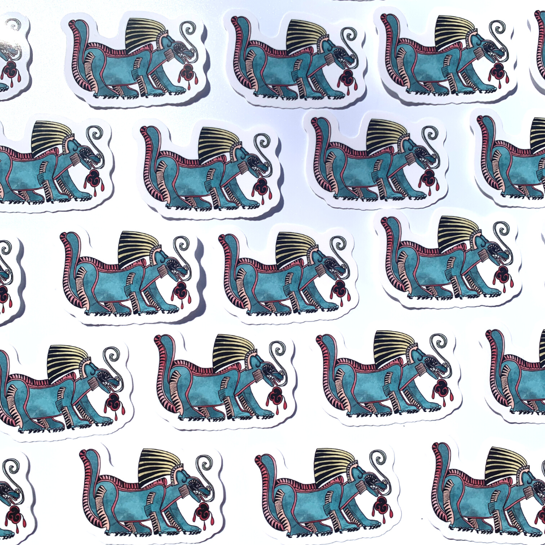 Coyotl Vinyl Sticker | White & Holographic Vinyl