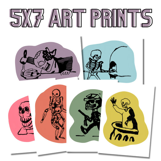 Calavera Art Prints, Set of 6 Different Designs