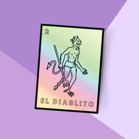 Diablito Holographic Loteria Card Sticker