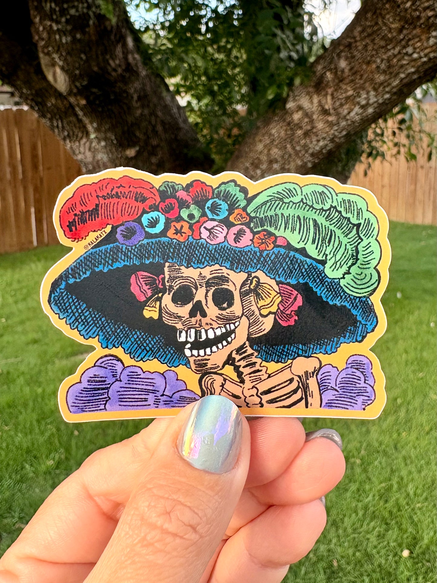 Colorful Catrina Vinyl Sticker