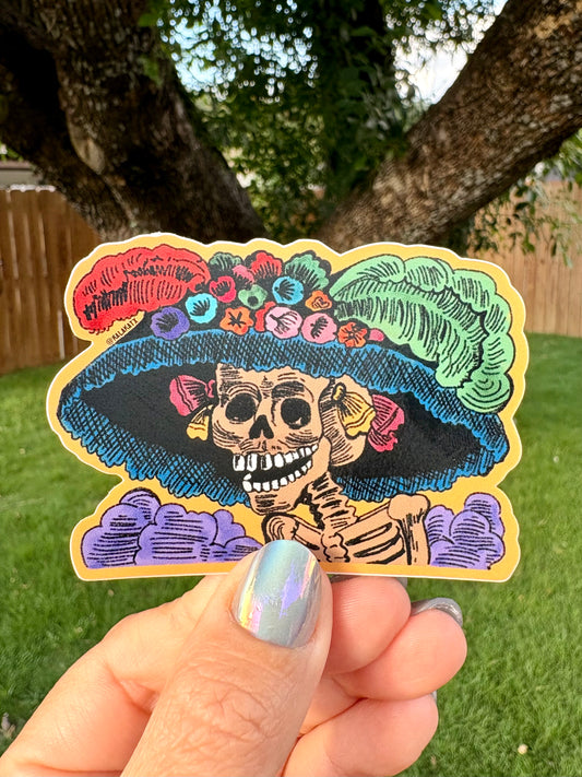 Colorful Catrina Vinyl Sticker
