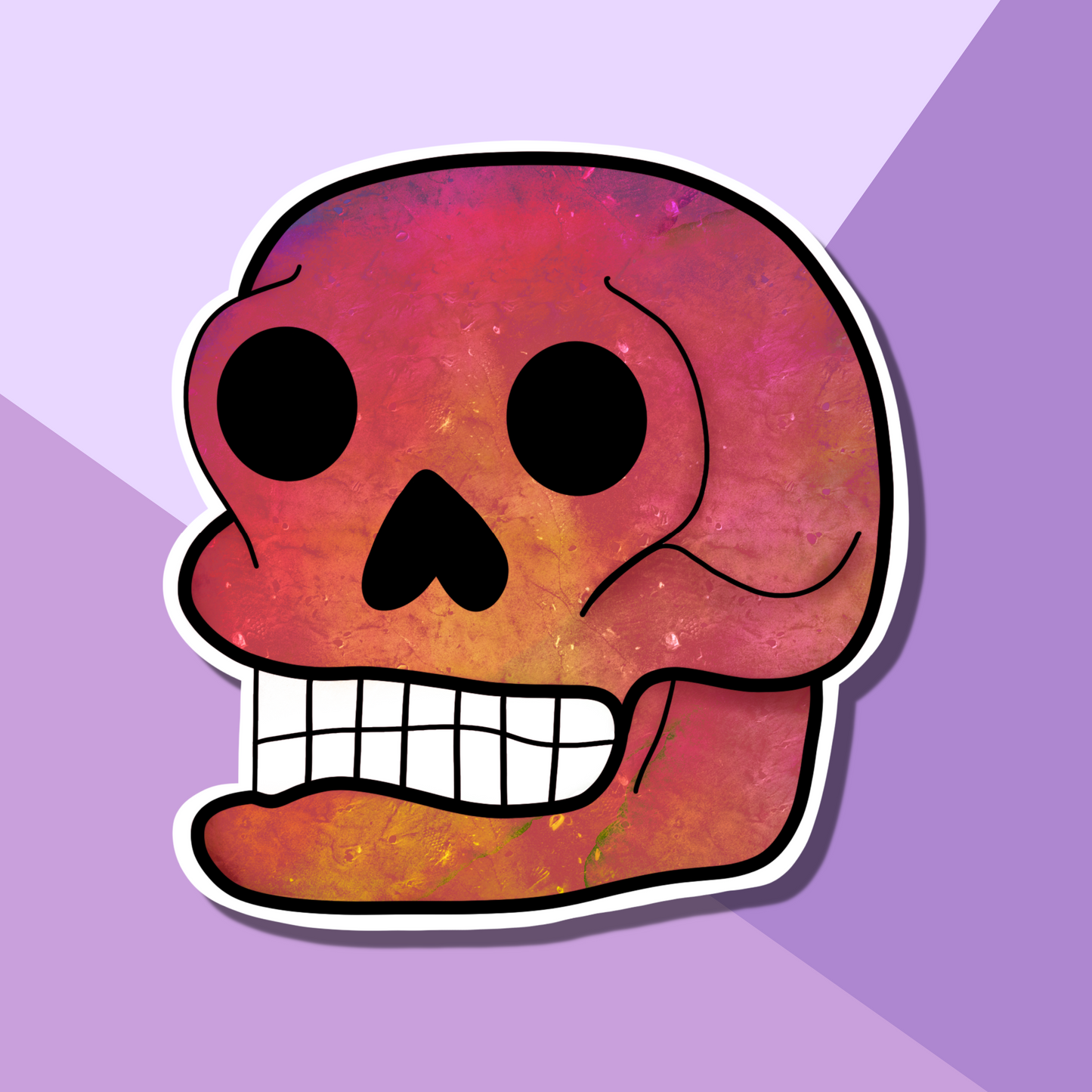 Hot Pink Skull Vinyl Sticker