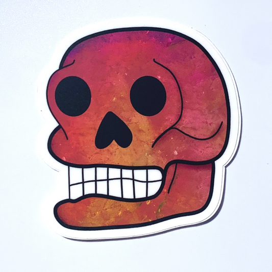 Hot Pink Skull Vinyl Sticker