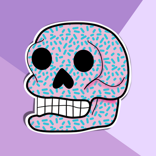 Pink Sprinkles Skull Vinyl Sticker