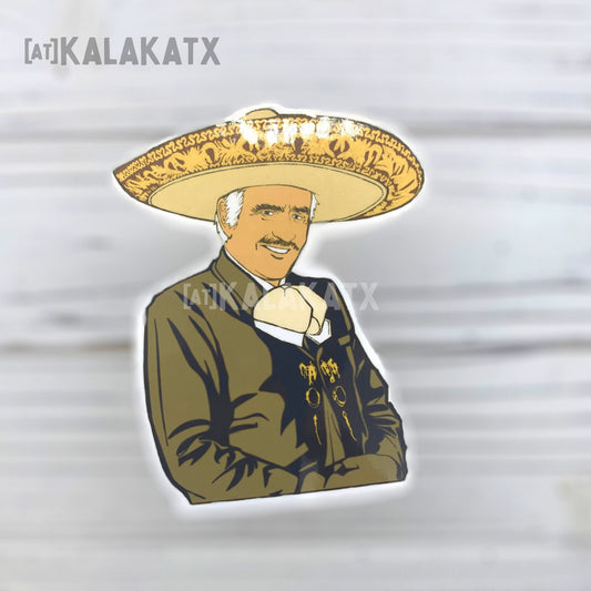 Vicente Fernandez Glossy Vinyl Sticker | Handmade Sticker for water bottles, laptops & planners | Kalaka Tx