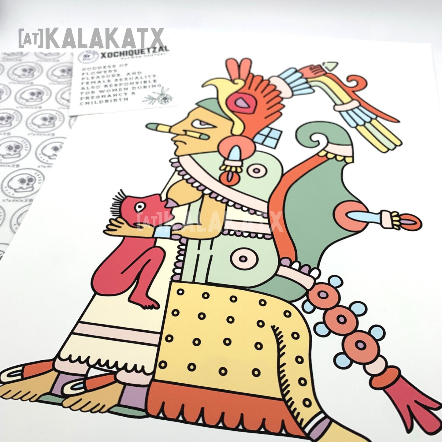 XOCHIQUETZAL: Art Prints, Perfect for a Collage Wall or a nice frame! Xochiquetzal is a Mexica deity- 5x7. and 8x11.5 | Aztec, Mexica art